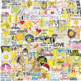 100PCS Softball Stickers, Holographic Softball Stickers for Waterbottle Laptop Daily Planner - Perfect Softball Gifts for Girls and Teen Sticker