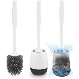 Juego de Escobillas Soporte para Inodoro,Cepillos para baño limpieza Portacepillos,Toilet Brush,Portaescobillas para Inodoro Silicona con Cepillo de Cerdas Suaves para Organización Montado en la Pared