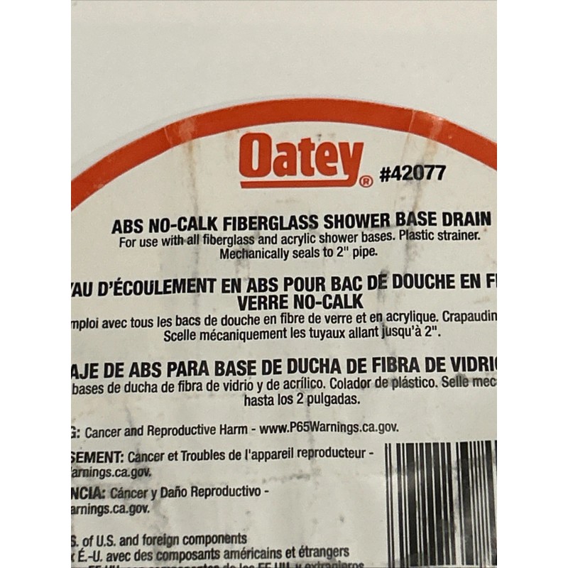 Oatey ABS No-Calk Fiberglass Shower Base Drain - 42077 -
