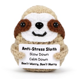 HUKUMA Positive Gifts Sloth Cuddly Toy, Crocheted Emotional Support Gift, Inspirational Gifts, Stress Relief Gifts, Positive Crochet Animals, Pocket Hug Sloth Support Mental Health
