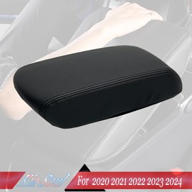 MUXEE Armrest Cover，for kia Soul 2020 2021 2022 2023 2024 2025, Microfiber Leather，Scratch Leather Middle Console Cushion Protector Pad -Black Stitches