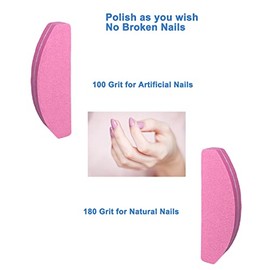 20 unidades de pulidores de uñas, limas de uñas de doble cara, bloques de tampón de grano 100/180, portátil, lavable, lima de lijado con forma de arco