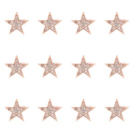 SUPERFINDINGS Pack of 12 Star Brooches Alloy Pentagram Brooches Rose Gold Rhinestone Badge Metal Brooch for Dresses Sweater Scarves Berets Bag Decorations, Metal