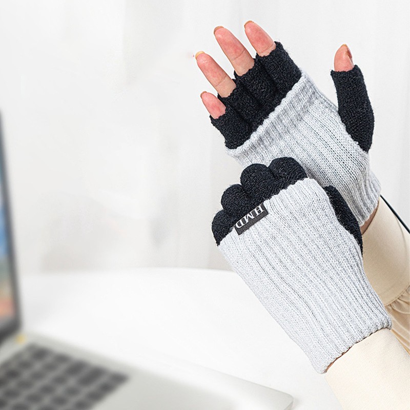 USB Heated Gloves Adult Winter Soft Fashionable Fingerless Heating Gloves