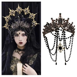 Meiliyizu Gothic Crown Headpiece, Gothic Crown Headpiece, Virgin Mary Headpiece, Medieval Princess Queen Headband, Suitable for Photography, Stage Props, Various materials