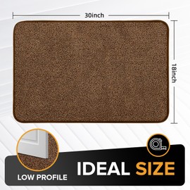 Mibao Door Mat Indoor, 17" x 29.5", Dirt Trapper Entrance Doormat, Non-Slip Low Profile Mat, Dog Door Mat, Super Absorbent Welcome Mat for Front Door, Back Door, Shoe Scraper, Brown