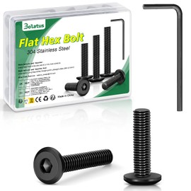 Pack of 20 M5 x 16 screws, black, Bolatus hexagon socket flat head screws, 304 stainless steel flat head screws with Allen key for furniture, parking chairs, electrical appliances, motorcycle