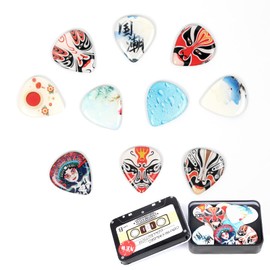 Guitar Picks 10 Pack Epoxy Resin Guitar Pick Unique Chinese Style Exotic Guitar Pick in A Tin Box Ukulele Picks, Bass, Classic, Jazz, Acoustic Guitar Pick Complete Gift Set for Guitarist