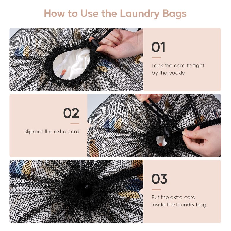 Meowoo Laundry Bag with Drawstring,70×90cm Mesh Laundry Bags for Delicates