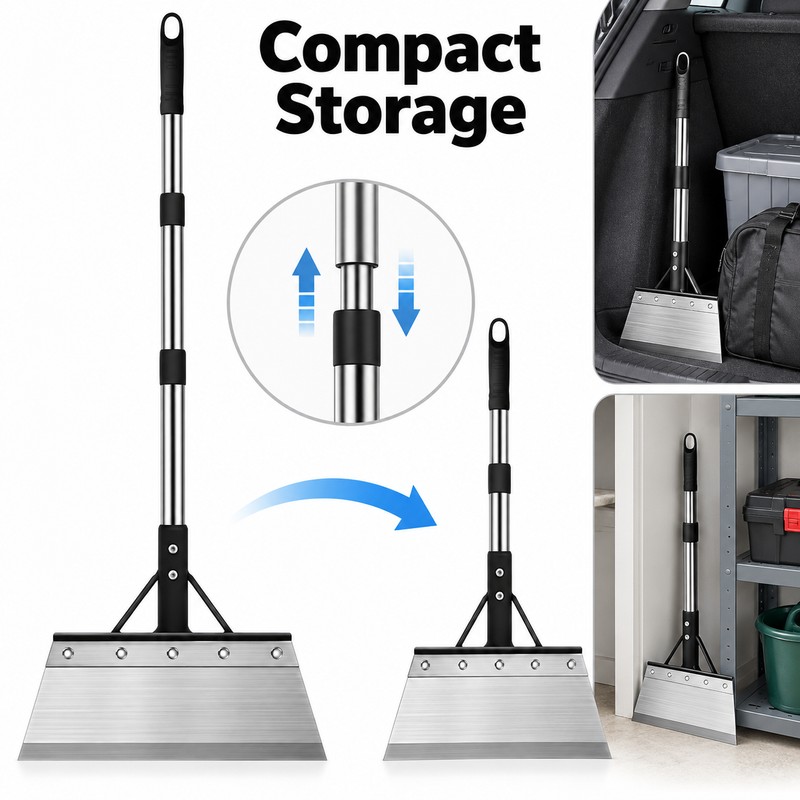 Heavy Duty Manganese Steel Ice Scraper Snow Shovel with Telescopic