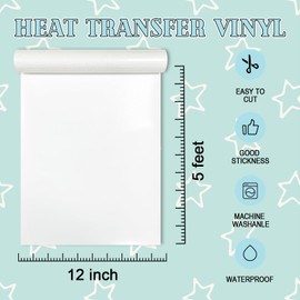 MEVOREW 3D Puff Heat Transfer Vinyl, 12" x 5Ft White Glitter Foaming HTV Vinyl, Puffy Iron on Vinyl for T-Shirt Clothes Compatible with Cricut Air or Maker (White)