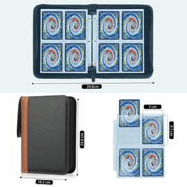 Deoyibu Trading Card Album for 440 Cards, Scrapbook with 4 Compartments, 55 Pages for Card Organiser, Card Binder Made of PU, for Sports Cards, MTG, TCG, Yugioh Cards etc. Orange