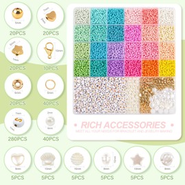 3mm Glass Seed Beads for Bracelet Jewelry Making 24 Colors Bracelet Making Kit for Girls Adults DIY Friendship Bracelets Kits with Letter Beads