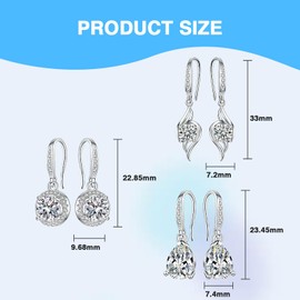 Bettinay 3 Pairs Dangle Earrings for Women, Drop Dangly Earrings, Small Silver Hoop Earrings