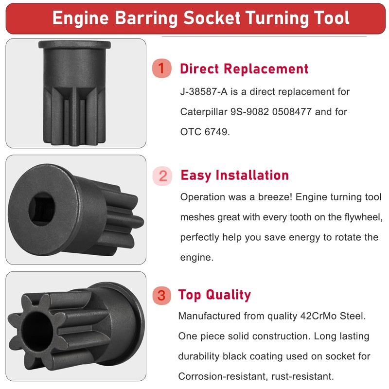9U-7227 Injector Height Adjustment Gauge Tool & J-38587-A Engine Barring