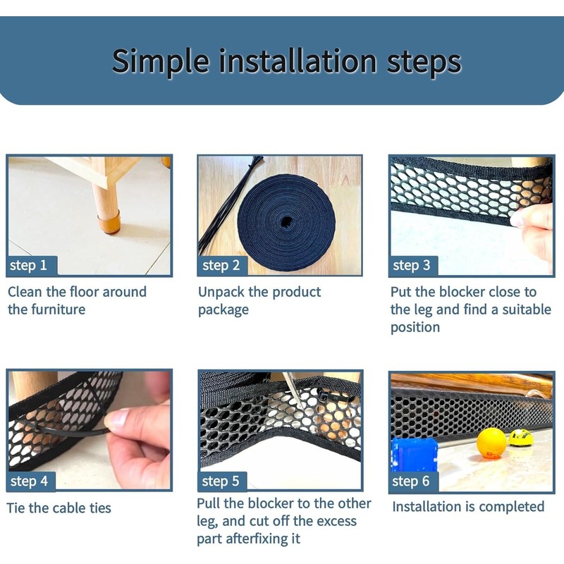 Under Sofa Blocker for Pets, 3 Inch Cuttable PVC Under