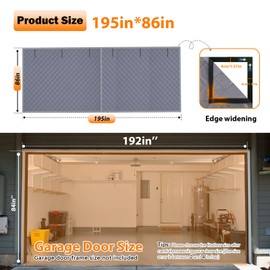 Garage Door Cover Garage Insulation Kit Insulated Garage Door Screen for Winter Garage Door Insulation Kit 2 Car Made of Oxford and Thicken Cotton for Thermal Insulation Soundproof (16 * 7Ft)