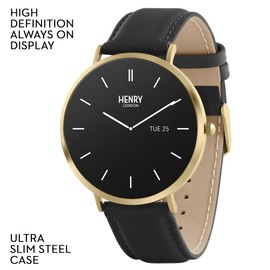 Henry London Amoled Smart Watch with Leather Strap HLS65-0008