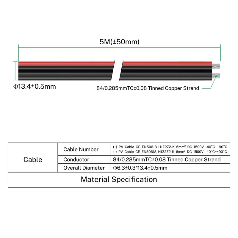 FIRMERST Solar Cable 2 x 6 mm² for Photovoltaic Systems