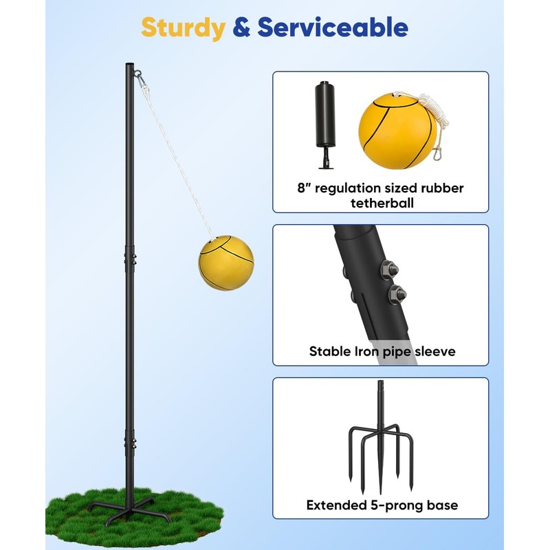 Ansionsol Heavy Duty Tetherball Sets with Ball & Rope for