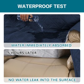 Turquoize 100% Waterproof Recliner Sofa Cover 2 Seat Reclining Couch Cover for 2 Cushion Couch Waterproof Recliner Sofa Protector Cover for Dogs Pets with Non Slip Backing and Strap (Medium, Navy)