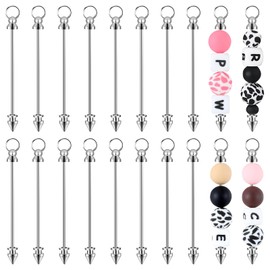 16Pcs Blank Beadable Key Chain Bars Bulk Metal Beadable Bars Blanks Keyrings Making Supplies Detachable Bead Key Chains Link Accessories for Pendant DIY Crafts Jewelry Making Gift(Silver)