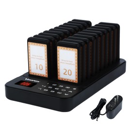 Voopon 20-Count Wireless Restaurant Pagers Beepers with Touch Buttons Waterproof- 980ft Range, Flashing and Buzzer for Food Trucks, Cafes, Bars, Nurse & Food Courts