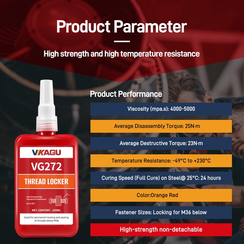 272 Orange High Strength Threadlocker 8.45Oz/250ml High Cost-Performance Ratio- Glue