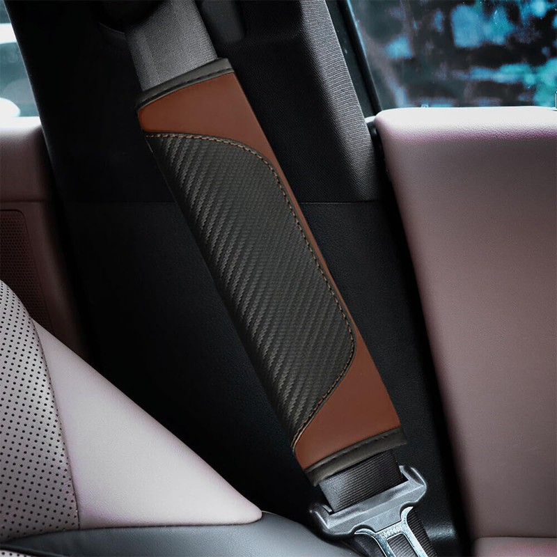 AUCELI 2PCS Car Seat Belt Cover, Carbon Fiber Seatbelt Shoulder