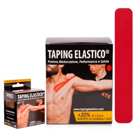 ATS Taping Elastico® Professional Tape for Physiotherapy, Kinesiology and Sports - Rolls 5 cm x 5 m, Breathable and Waterproof with +20% Glue (Red, 1)