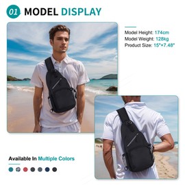 SUIKIHUM Small Sling Bag, Water Resistant 11 Inch Crossbody Chest Bags Oxford Daypack Backpack with Headphone Jack with Anti-theft Pocket for Men Women (Green)