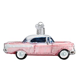 Old World Christmas Glass Blown Ornament Classic Car (46023), Pink