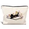 LIANGW Cute Black Cat Flowers Make Up Bags for Women,