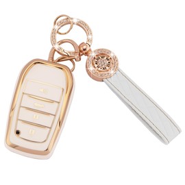 EKALA for Toyota Key Fob Cover with Keychain, 4 Buttons TPU Key Shell Compatible with 2019-2024 Venza, RAV4, Land Cruiser, Grand Highlander, Corolla Cross, Tundra, Crown Key Fob Case (RP-Tyt-4H-W)