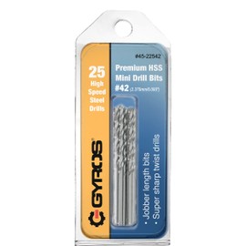 GYROS 25 PCS #42 Micro Drill Bit Set – Small Drill Bits for Jewelry, Plastic, Resin, & Soft Metal – High-Speed Steel Wire Gauge Mini Twist Drill Bit Set for Pin Vise Hand Drill & Rotary Tool