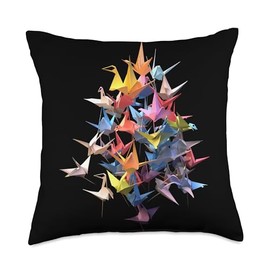 Origami Master Folding Paper Craft Origami Cranes Japanese Art Paper Folding Artist Throw Pillow, 18x18, Multicolor