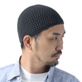 regnuu Islamic Hat, Men's, Summer, Islamic Watch, Made in Japan, Islamic Hat, Men's, Mochi Mochi, Islamic Hat, Spring, Summer, Summer Knit Hat, Inner Cap, charcoal