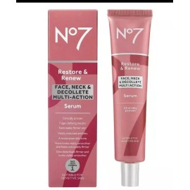 No7 Restore & Renew Face & Neck Multi Action Serum 30ml/1fl.oz. New In Box