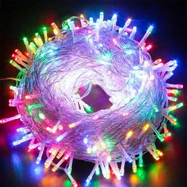 JACUXLSS 33ft 100 LED String Lights, 8 Modes Clear Wire Plug in Pastel Christmas Easter Decorative Light for Wedding Birthday Party Window Bedroom Hanging Decorations (Multi Color)