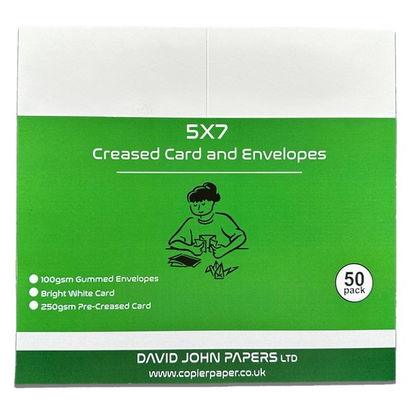 DJP 5 x 7" Pre-Creased Card and Envelope Pack of