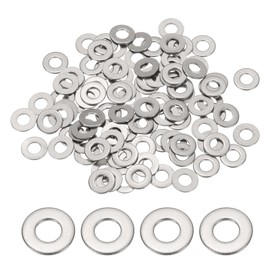 PATIKIL M3 x 7mm x 0.5mm Stainless Steel Flat Washers, 100 Pcs Round Metal Washer Small Spacer for Screws Bolts Nuts Assortment