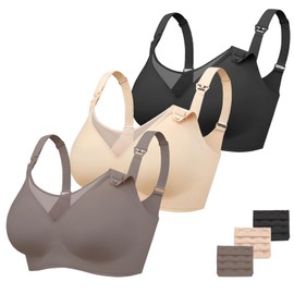 Vinfact 3 Pack Mesh Nursing Bras for Breastfeeding Comfort Wirefree Maternity Bras for Pregnancy Seamless Sleep Bralette