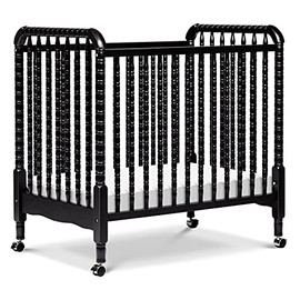 DaVinci Jenny Lind 3-in-1 Convertible Mini Crib in Ebony, Removable Wheels, Greenguard Gold Certified
