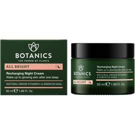 Botanics Crema De Noche Revitalizante All Bright - Hidratante Facial Con Vitamina C Y Aha De Hibisco Para Una Piel Radiante - Hidratante Y Suavizante - Crema Facial Vegana Y Libre De Crueldad Animal P