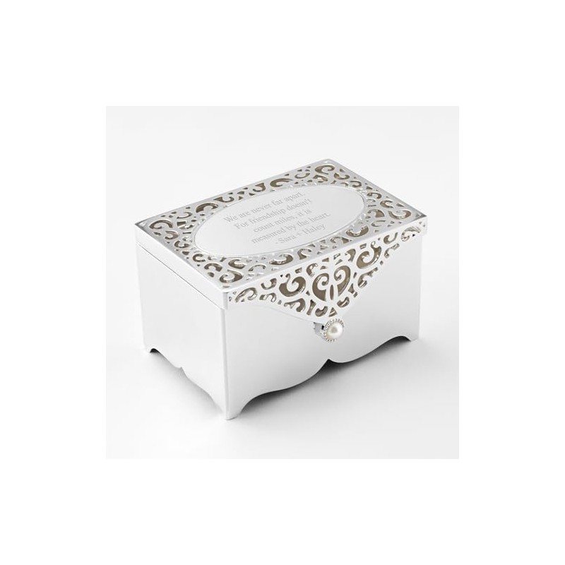 THINGS REMEMBERED Engraved Silver Scroll Rectangle Keepsake Box (Free Customization)