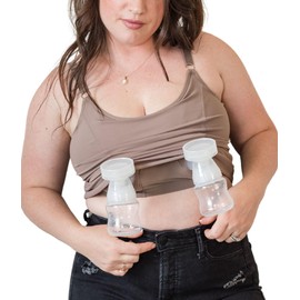 DAVIN & ADLEY Pumping and Nursing Compression Tank - Hands Free Amelia Style for Small Busty–2X Busty - Full Length, No Clips Mocha