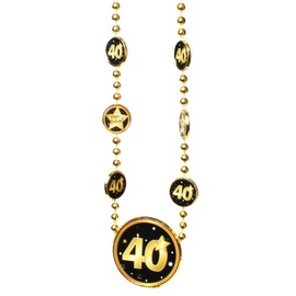 Udo Schmidt GmbH & Co Chain 40 Inches Black/Gold for 40th Birthday Decoration Party Gift Necklace, Plastic