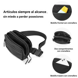 Riñonera de moda casual para hombres y mujeres,correa de hombro ajustable multifuncional,bolso cruzado con 4 bolsillos con cremallera, adecuado para hacer ejercicio,correr, senderismo, viajar