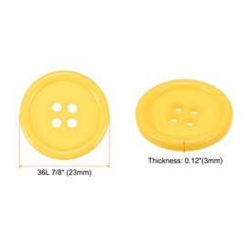 HARFINGTON 50pcs 36L Sewing Buttons 7/8"(23mm) Resin Round Flat 4-Hole Craft Buttons for Sewing Clothing and DIY, Yellow