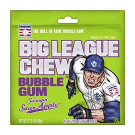 Big League Chew Bubble Gum Original, Grape,Sour Apple, Strawberry Blue Raspberry - Swingin' Sour Apple